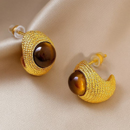 Серьги ювелирный сплав, имитация янтаря 1J12414CJJ Серьги ювелирный сплав, имитация янтаря 1J12414CJJ