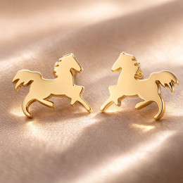 Серьги лошади титановая сталь напыление золотом 1J12420CJJ Серьги лошади титановая сталь напыление золотом 1J12420CJJ