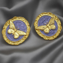 Серьги гвоздики медь золотом напыление бабочки 1J12112CJJ Серьги гвоздики медь золотом напыление бабочки 1J12112CJJ