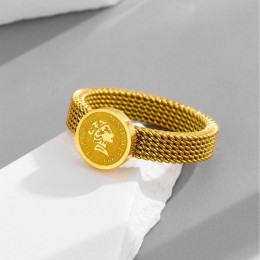 Кольцо титановая сталь напыление золотом 1J12259CJJ Кольцо титановая сталь напыление золотом 1J12259CJJ