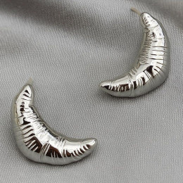 Серьги гвоздики медь напыление платиной круассаны 1J12116CJJ Серьги гвоздики медь напыление платиной круассаны 1J12116CJJ