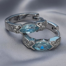 Серьги конго медь напыление платиной с кристаллами 1J12090CJJ Серьги конго медь напыление платиной с кристаллами 1J12090CJJ