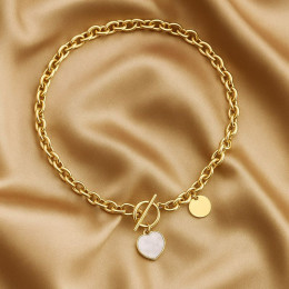 Цепочка медицинская сталь напыление золотом кулон сердце 1J12271CJJ Цепочка медицинская сталь напыление золотом кулон сердце 1J12271CJJ