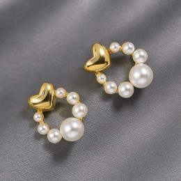 Серьги гвоздики ювелирный сплав с жемчугом 1J12095CJJ Серьги гвоздики ювелирный сплав с жемчугом 1J12095CJJ