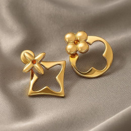 Серьги-гвоздики асимметричные фигуры с цветами 1J11996CJJ Серьги-гвоздики асимметричные фигуры с цветами 1J11996CJJ