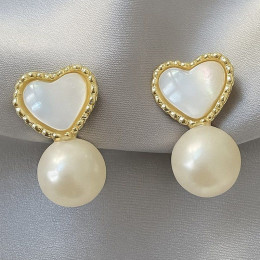 Серьги гвоздики ювелирный сплав с жемчугом 1J12098CJJ Серьги гвоздики ювелирный сплав с жемчугом 1J12098CJJ