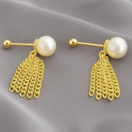 Серьги висячие ювелирный сплав с жемчугом 1J12099CJJ Серьги висячие ювелирный сплав с жемчугом 1J12099CJJ