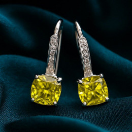 Серьги циркон жёлтый камень 1J12279CJJ Серьги циркон жёлтый камень 1J12279CJJ