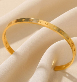 Браслет жёсткий титановая сталь напыление золотом 1J12206CJJ Браслет жёсткий титановая сталь напыление золотом 1J12206CJJ