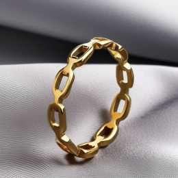 Кольцо стальное с напылением золотом цепь J10189CJJ Кольцо стальное с напылением золотом цепь J10189CJJ