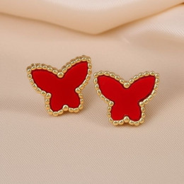 Серьги-гвоздики стальные с напылением золотом бабочки J10147CJJ Серьги-гвоздики стальные с напылением золотом бабочки J10147CJJ