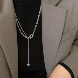 Тонкое Колье-галстук с фиксатором и кристаллом 1J12379CJJ Тонкое Колье-галстук с фиксатором и кристаллом 1J12379CJJ