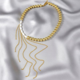 Колье ювелирный сплав жемчуг 1J12215CJJ Колье ювелирный сплав жемчуг 1J12215CJJ