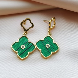 Серьги-гвоздики стальные с напылением золотом клевер J10215CJJ Серьги-гвоздики стальные с напылением золотом клевер J10215CJJ