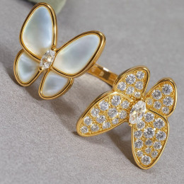 Кольцо медь напыление золотом бабочки 1J12077CJJ Кольцо медь напыление золотом бабочки 1J12077CJJ