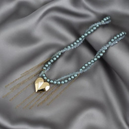 Колье ювелирный сплав жемчуг кулон сердце 1J12219CJJ Колье ювелирный сплав жемчуг кулон сердце 1J12219CJJ