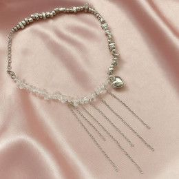 Колье ювелирный сплав бисер кулон сердце 1J12222CJJ Колье ювелирный сплав бисер кулон сердце 1J12222CJJ