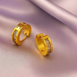 Стальные серьги-конго с напылением золотом и фианитами J10250CJJ Стальные серьги-конго с напылением золотом и фианитами J10250CJJ