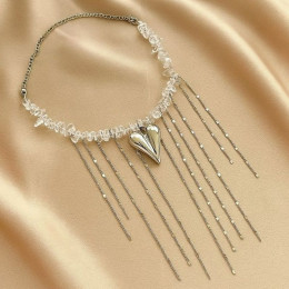 Колье ювелирный сплав бисер кулон сердце 1J12223CJJ Колье ювелирный сплав бисер кулон сердце 1J12223CJJ