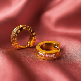 Стальные серьги-конго с напылением золотом и фианитами J10251CJJ Стальные серьги-конго с напылением золотом и фианитами J10251CJJ