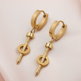 Стальные серьги-конго с напылением золотом гвоздь J10252CJJ Стальные серьги-конго с напылением золотом гвоздь J10252CJJ